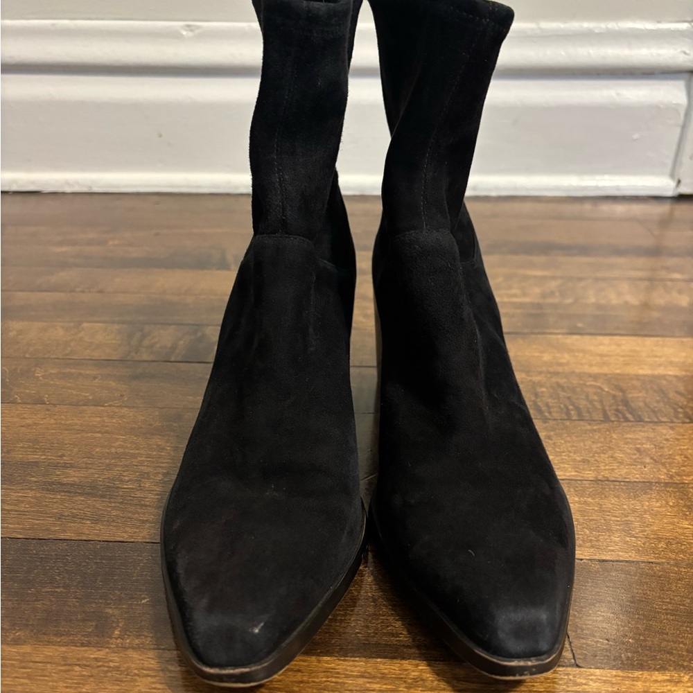 27 EDIT Naturalizer Berkley Suede Block Heel Booties Black - Picture 6 of 6